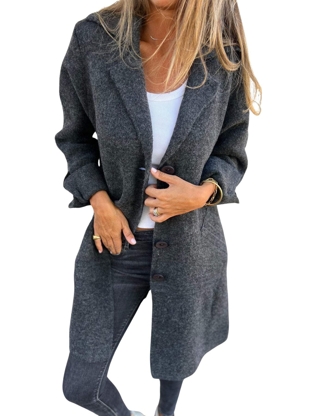 Magdalena | Cappotto lungo casual con revers