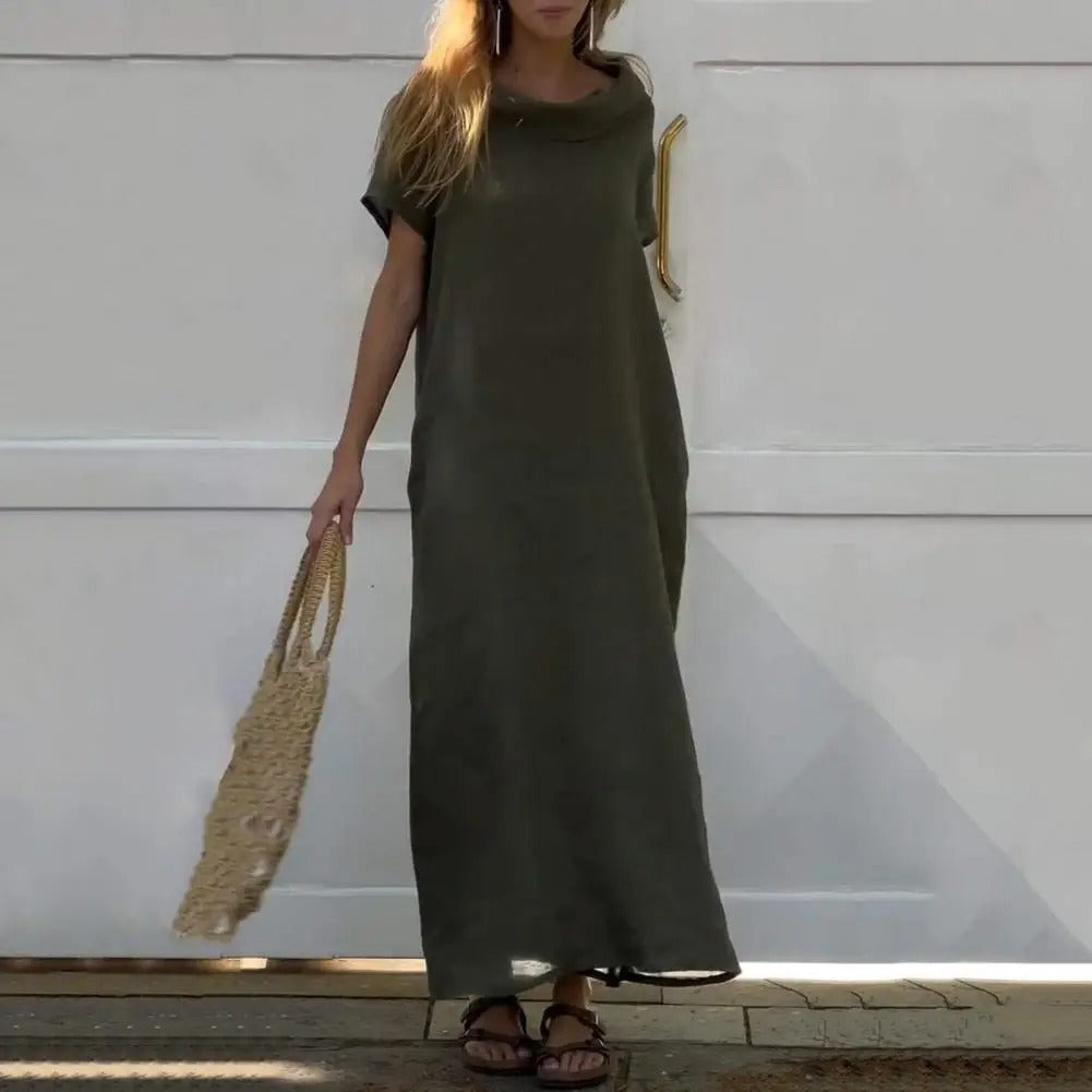 Lona | Vestito in effetto lino con colletto elegante