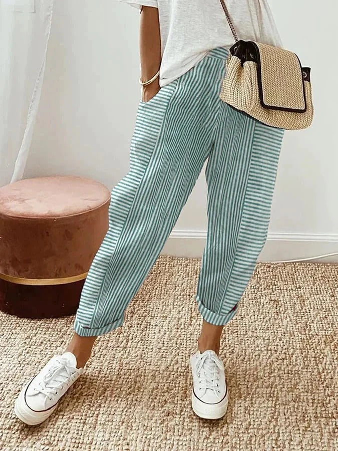 Gael | Pantaloni in lino a righe casual