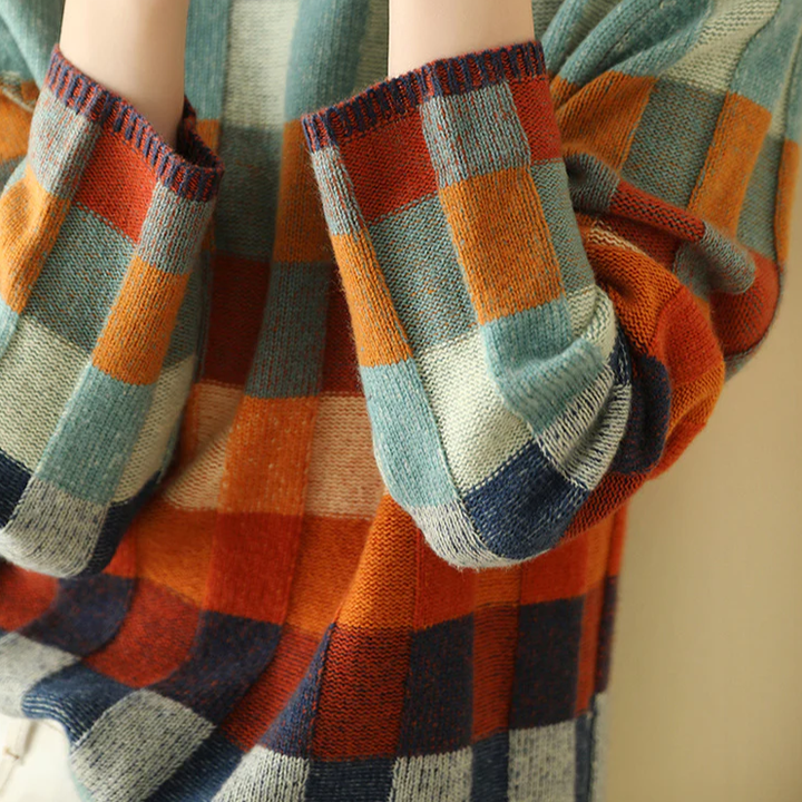 Klara | Maglione di alta moda a collo alto in patchwork