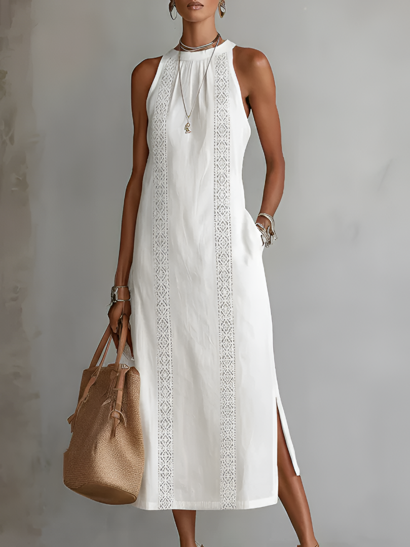Jimena | Abito Midi Smanicato con Pizzo