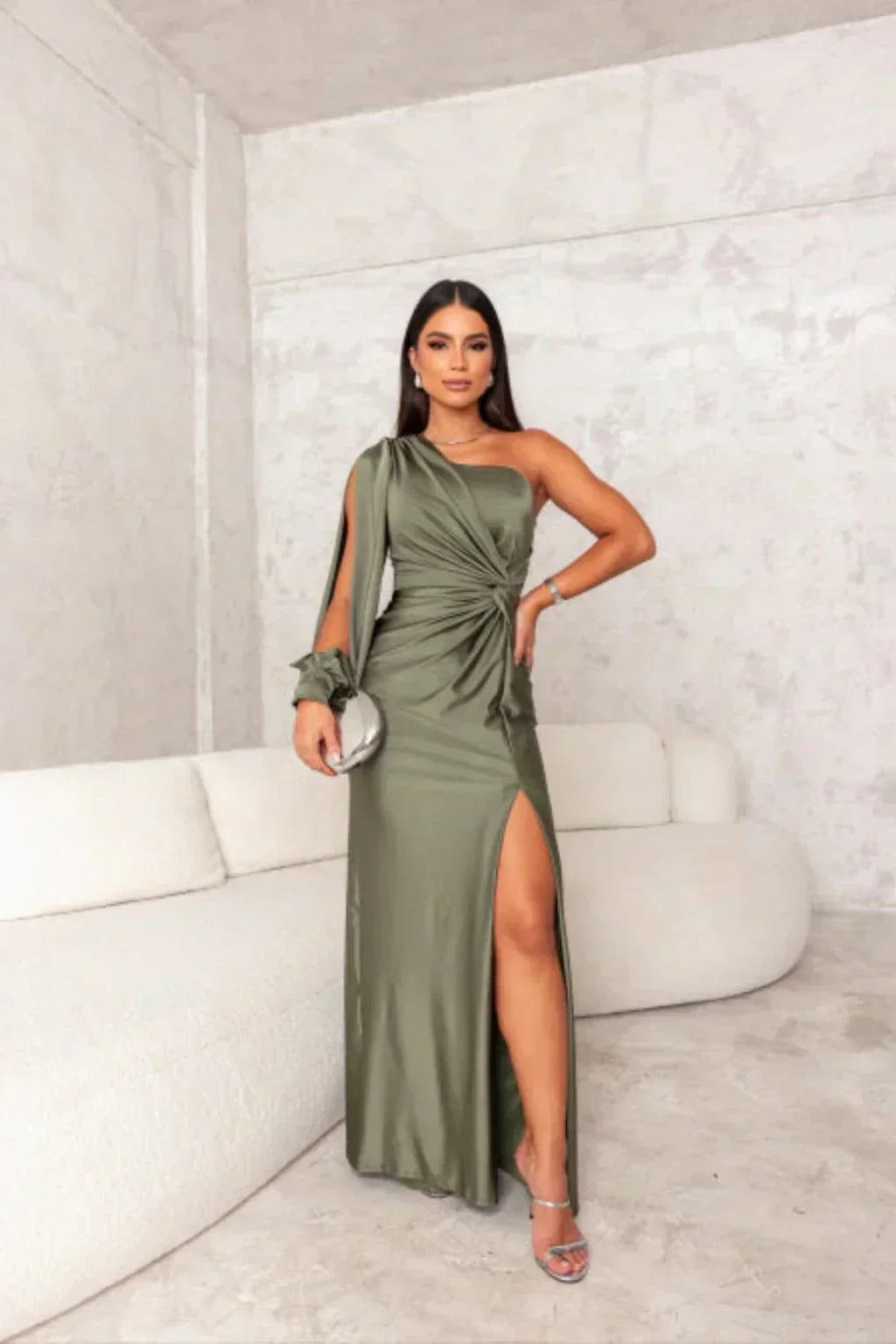 Araceli | Vestito in raso a manica unica