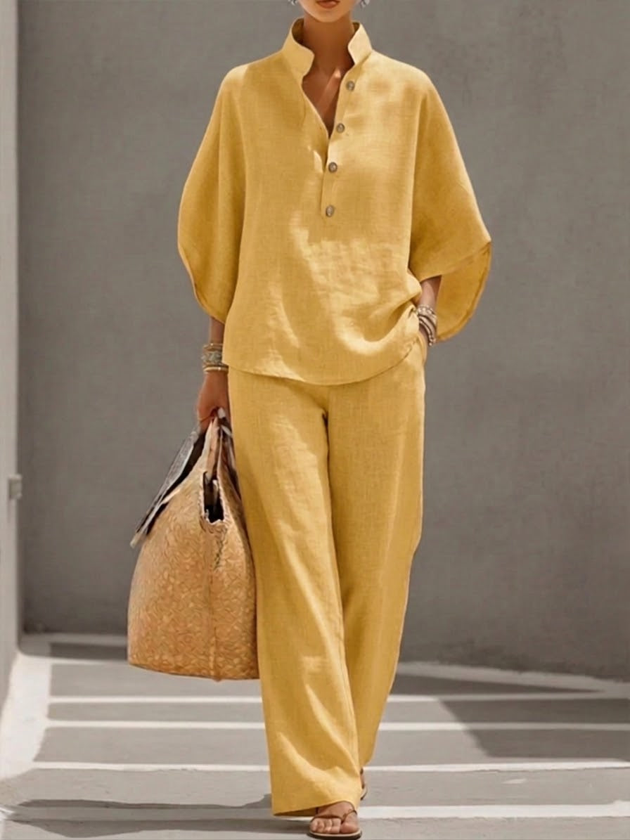 Mariel | Completo con blusa a maniche ampie e pantaloni palazzo