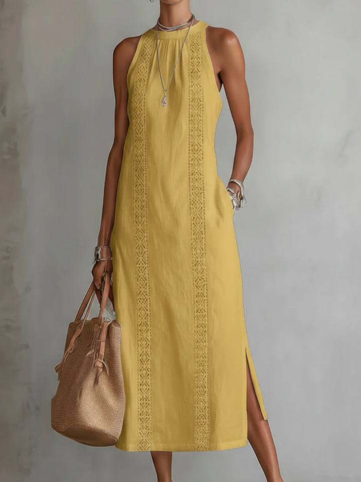 Jimena | Abito Midi Smanicato con Pizzo