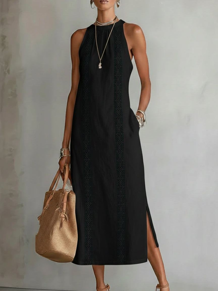 Jimena | Abito Midi Smanicato con Pizzo
