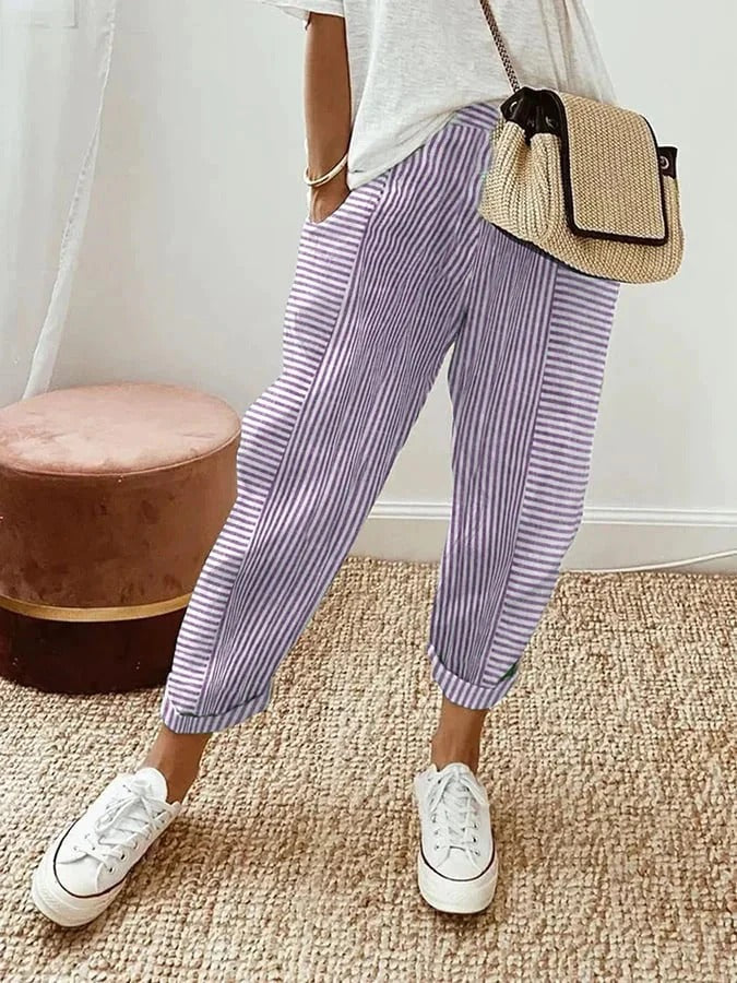 Gael | Pantaloni in lino a righe casual