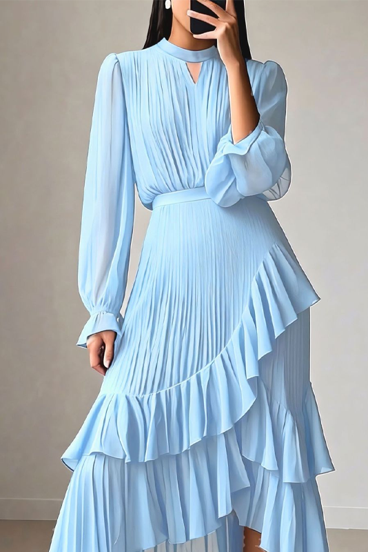 Lucia | Elegante abito midi plissettato con volant