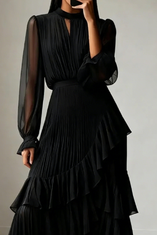 Lucia | Elegante abito midi plissettato con volant