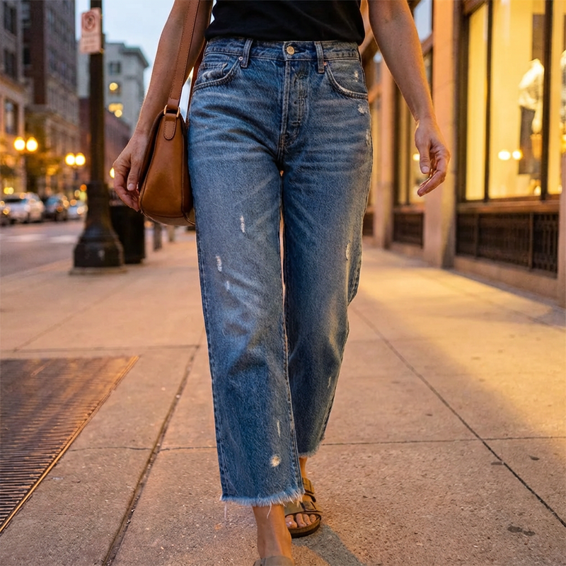 Simona | Jeans dritti corti retrò