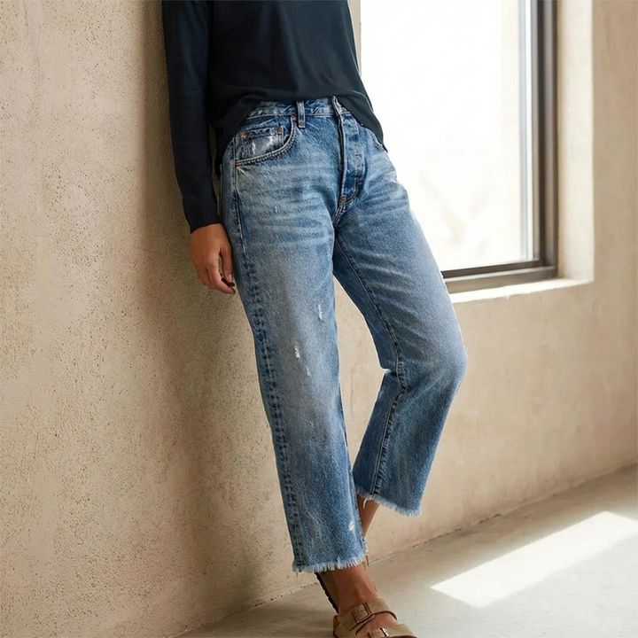 Simona | Jeans dritti corti retrò